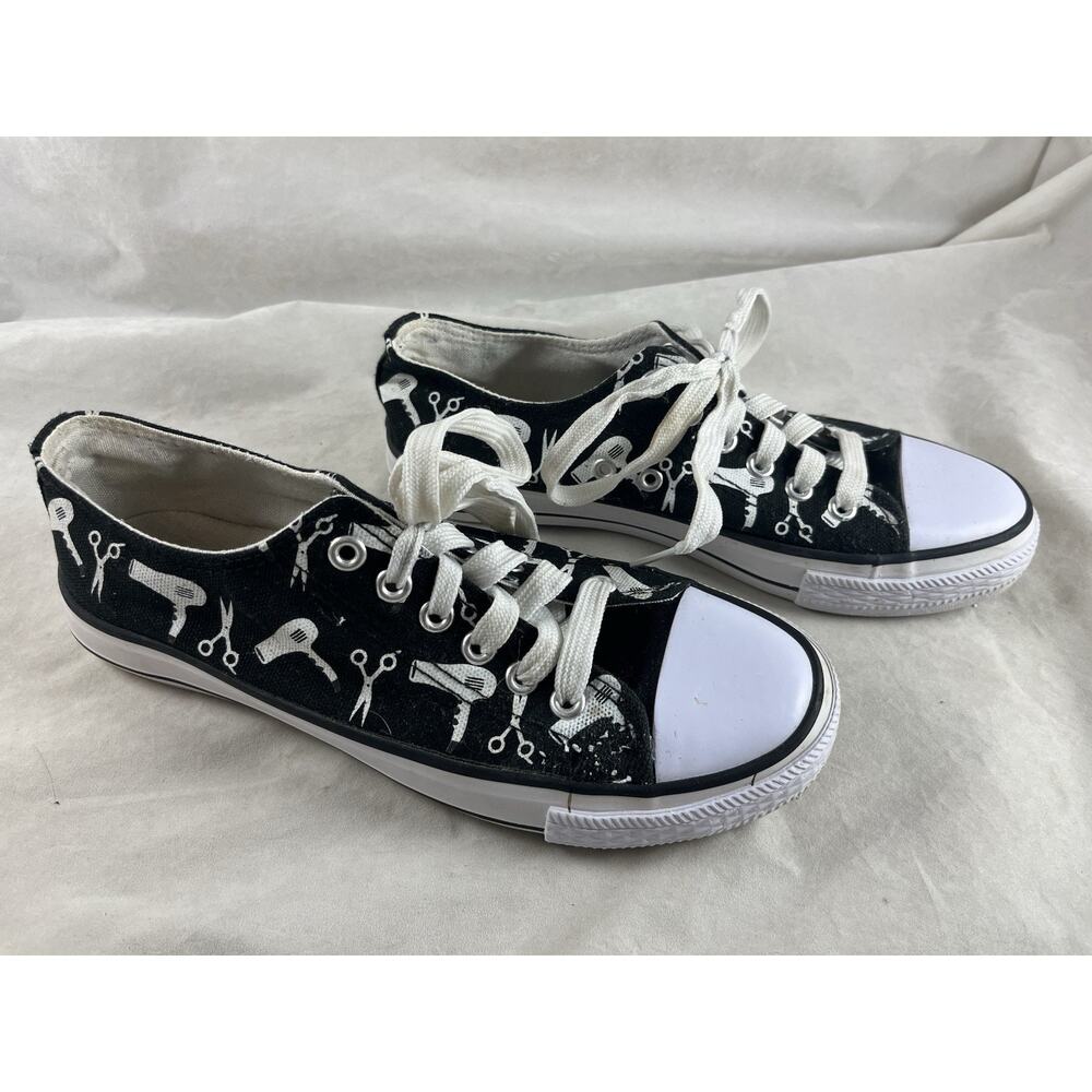 All the Rage Sneakers Hair Stylist Icons Scissors Blow Dryer Novelty Canvas Sz 7